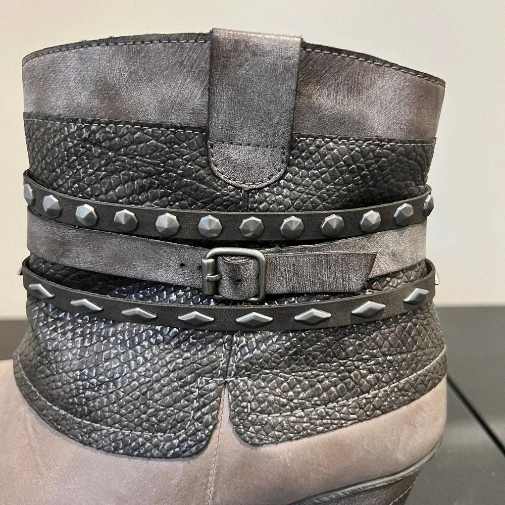 Remonte Womens Leather Gray Cheyenne Western Bootie Ankle Boot Size 10 - Picture 4 of 9